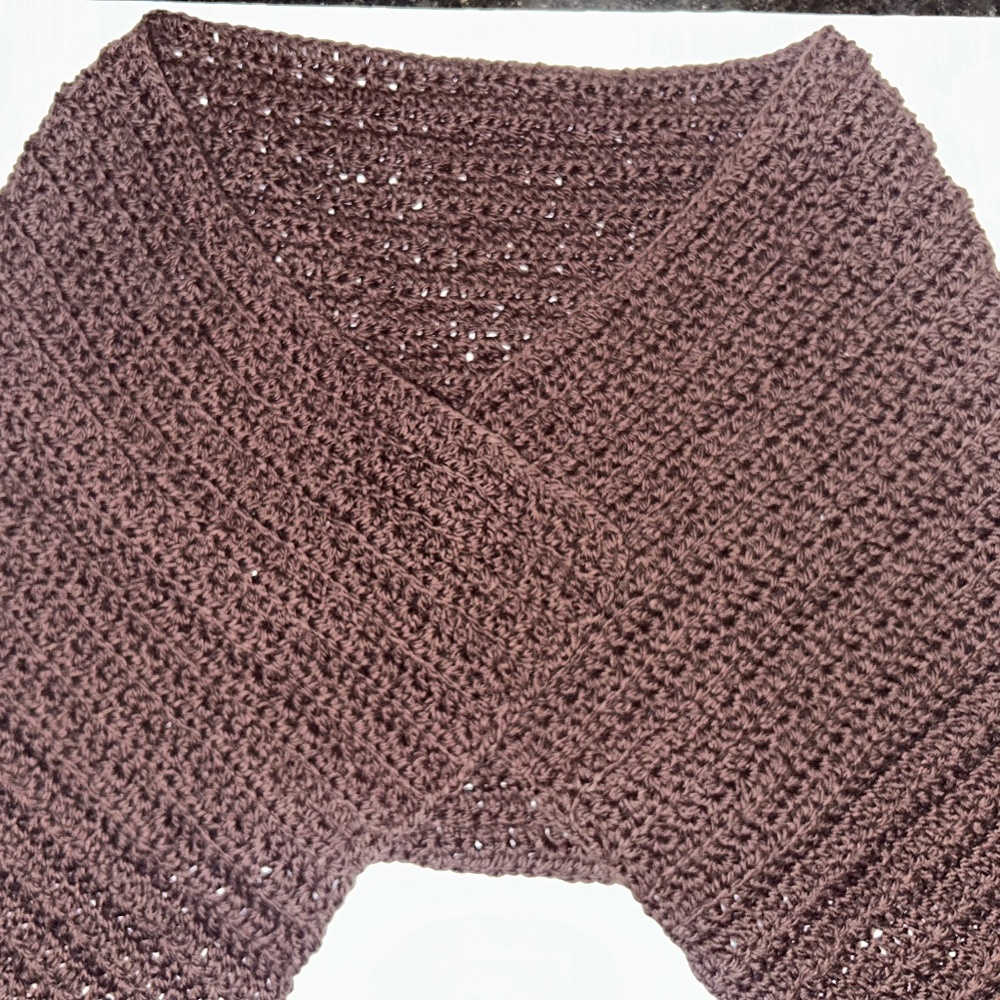 Handmade Crochet Scarf / Shawl — Dark Chocolate Brown